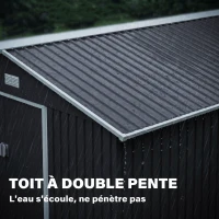 Outsunny Abri de jardin 8,3 m² 322 x 277 x 192 cm kit de fondation incluse porte coulissante ventilations tôle acier gris foncé(m-7)