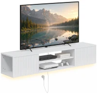 HOMCOM Suport TV pentru Ecrane de Până la 65" cu Raft Reglabil, 140 x 29,5 x 26,5 cm, Alb(m-11)