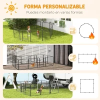PawHut Parque para Perros de 12 Paneles con 2 Puertas Corralito para Perros para Exterior Interior Acero 80x80 cm Gris(m-4)