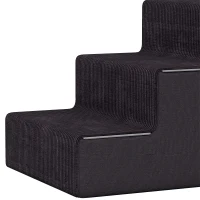 PawHut Dog Steps, 3-Step Dog Stairs for Bed and Sofa, Pet Stairs with Carry Handle, Washable Cover(m-11)