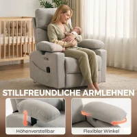 HOMCOM Elektrischer Relaxsessel mit Dreh- und Schaukelfunktion, Massage & Wärme, 3D-Armlehnen, USB-C/USB-Anschlüssen, Hellgrau(m-5)