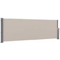 Outsunny Uittrekbare Zijdelingse Zonnescherm, Zijrol, Aluminium/Polyester, 3 x 1 m, Lichtgrijs(m-1)