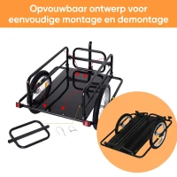 HOMCOM Aanhangwagen koppeling transportaanhanger fietskar bolderwagen zwart(m-5)