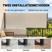 Outsunny Uittrekbare Zijdelingse Zonnescherm, Zijrol, Aluminium/Polyester, 3 x 1 m, Lichtgrijs(m-7)