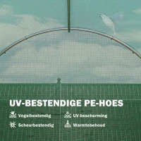 Outsunny Kas 3 x 2 x 2 m folietunnel met vergrendelbare openslaande deur 6 oprolbare gaasramen steunstangen(m-6)