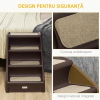 PawHut Scară pliabilă pentru câini cu 4 trepte antiderapante din PP maro(m-5)