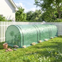 Outsunny Mini Serre de Jardin Serre à tomates 3,5L x 1l x 0,8H m Acier PE Haute densité 140 g/m² Anti-UV 3 fenêtres vert(m-8)