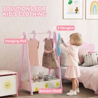 AIYAPLAY Baby Clothing Rack with Hangers, Storage Shelf for Bedroom, Star Theme, for Ages 3-6, Pink(m-4)