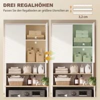 HOMCOM Wasmachinekast met verstelbare legplank en 2 deuren, wit/eiken(m-6)
