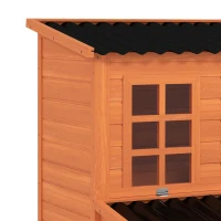 PawHut Kippenhok met nestkast voor 4-6 kippen, waterdicht dak, vurenhout, kunststof, 100 x 86 x 100 cm, Oranje(m-12)