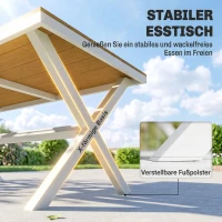 Outsunny Tuinmeubelset 7-delig met tafel en 6 stapelbare stoelen houtlook aluminium frame teak(m-7)