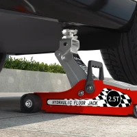 HOMCOM Macaco Hidráulico para Carro 2,5 T, Altura de Elevação 80-360 mm, Baixo Perfil, com Rodas e Pega Superior, para Automóvel e SUV(m-9)