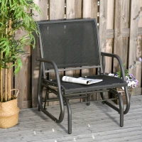 Outsunny Schommelstoel Tuin Tuinstoel Relax Stoel Tuinschommel Metalen Schommelstoel voor Terras Balkon Mesh Zwart 75 x 66 x 85 cm(m-2)