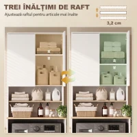 HOMCOM Dulap deasupra Mașinii de Spălat, 2 Uși Soft-Close, Raft Reglabil, 2 Rafturi Deschise, 68x59.8x188.6 cm, Alb și Stejar(m-6)