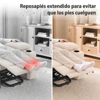 HOMCOM Sillón Relax Reclinable Eléctrico Levanta Personas con 8 Puntos Masaje y Calor Lumbar Puerto USB Mando Reposapiés Crema(m-4)
