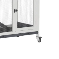 PawHut Clapier pour lapin en bois 2 étages avec roulettes, 3 plateaux, pour 2-3 lapins, 147 x 45 x 89,5 cm, gris(m-10)