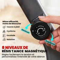 HOMCOM Vélo appartement, couché magnétique 8 niveaux résistance réglables, écran lcd, poignées fréquence charge 110 kg(m-6)