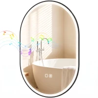 HOMCOM Oglindă de Baie Ovală cu LED 70x100 cm, Bluetooth, Memorie, Butoane Tactile, Antiaburire(m-12)