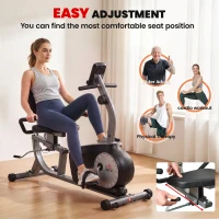 HOMCOM Exercise Bike with LCD Display, Stationary Bike with Quiet 8-Level Magnetic Resistance, Adjustable Seat and Backrest, Indoor Cycling Exercise Equipment for Home Gym Fitness Workout Training(m-5)
