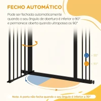 PawHut Barreira de Segurança para Cães 74-87 cm com Extensão, Fixação por Pressão e Duplo Bloqueio, Preta(m-5)