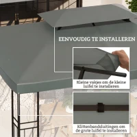 Outsunny vervangend dak 3x4, tuinhuiszeil polyester met zonbescherming, Donkergrijs(m-5)