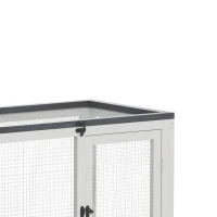 PawHut Clapier pour lapin en bois 2 étages avec roulettes, 3 plateaux, pour 2-3 lapins, 147 x 45 x 89,5 cm, gris(m-11)