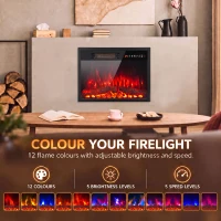 HOMCOM Electric Fireplace Insert, Recessed Electric Fire with Adjustable Flame Effect, Timer, Remote, 750W/1500W, Black(m-5)