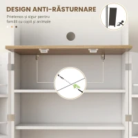 HOMCOM Dulap de Bucătărie pentru Cuptor cu Microunde cu Rafturi Deschise și Dulap cu Suport pentru Condimente, 60x35x169 cm, Alb(m-8)