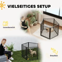 PawHut Hondenpark, dierpark, 5 panelen, draagbare opvouwbare omheining, veilig, zwart(m-4)