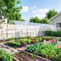 Outsunny Serre de jardin serre à tomates 7 arceaux en acier bâche en plastique 6 x 1,23 x 1,71 m vert(m-10)