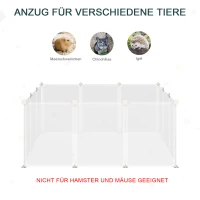 PawHut Box doe-het-zelf puppy-box kleine huisdieren loopbox 12 panelen wit(m-5)