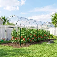 Outsunny Serre de jardin serre à tomates 7 arceaux en acier bâche en plastique 6 x 1,23 x 1,71 m vert(m-11)