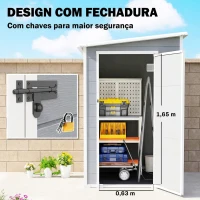 Outsunny Abrigo de Jardim em Resina com Piso, Porta com Trinco, Fechadura, Janela e Teto Inclinado, Cinzento(m-7)