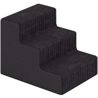 PawHut Dog Steps, 3-Step Dog Stairs for Bed and Sofa, Pet Stairs with Carry Handle, Washable Cover(m-15)