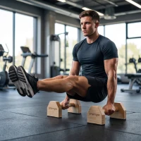 SPORTNOW Push Up Bars im 2er-Set, robust & rutschfest, bis 120 kg, Buchenholz, 30x13x10cm, Natur(m-7)