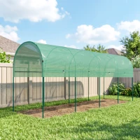Outsunny Serre de Jardin, Serre à Tomates 4 x 1,20 x 1,70 m, 5 Arceaux en Acier - Bâche en PE, Vert(m-2)