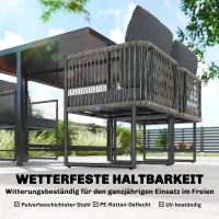 Outsunny Polyrattan Tuinmeubelset 5-delig Ruimtebesparende Zitgroep Tafel met 4 Stoelen DPC-Tafelblad Kussens Grijs(m-6)