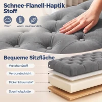 HOMCOM Sitzbank Polsterbank Bettbank, Knopfheftung, Samtoptik, 126 cm x 48,5 cm x 57 cm, Grau(m-5)