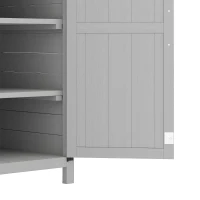 Outsunny Abri de jardin armoire de jardin 3 étagères 2 portes toit en tôle galvanisé étanche bois massif 75 x 40 x 90 cm gris(m-13)