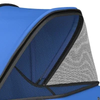 PawHut Hondenwagen Hondenbuggy Opvouwbaar tot 10kg met Opbergmand, Kussen, Mesh-vensters, voor Kleine Honden, 77x44x102cm Blauw(m-11)