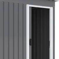 Outsunny 5 x 3ft Garden Storage Shed with Sliding Door and Sloped Roof Outdoor Equipment Tool, Light Grey(m-12)