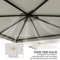 Outsunny Vervangend dak voor metalen tuinpaviljoen paviljoen partytent tuintent 3x3 m, wit(m-5)
