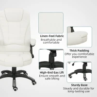 Vinsetto Ergonomische bureaustoel met massagefunctie, 68 x 72 x 110–120 cm, Cremewit(m-9)