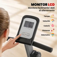 HOMCOM Cyclette Orizzontale Recumbent con 8 Livelli di Resistenza, Schermo LCD e Seduta Regolabile, 122-137x62x103 cm(m-4)