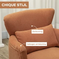 HOMCOM Moderne armstoel, gestoffeerde accentstoel met lendenkussen, rubberhouten poten, Oranje(m-6)