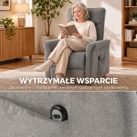 HOMCOM Elektryczny fotel relaksacyjny z funkcją leżenia, fotel TV z funkcją wstawania i podnóżkiem, do 150 kg, szary(m-7)