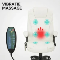 Vinsetto Ergonomische bureaustoel met massagefunctie, 68 x 72 x 110–120 cm, Cremewit(m-4)