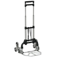 DURHAND Opvouwbare Steekwagen met 6 Wielen, inclusief Bevestigingsband, automatische Opvouwfunctie, Zilver + Zwart(m-10)