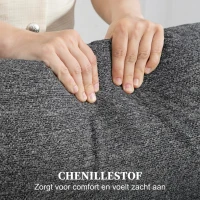 HOMCOM 3-zitsbank, individueel verstelbare rugleuningen, voetensteun, stoffen bekleding, metaal, grijs(m-5)