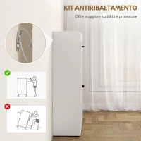 HOMCOM Scarpiera Slim con 2 Cassetti Ribaltabili e 3 Vani Aperti, Capacità 15 Scarpe, 83x24x90.5 cm, Bianco(m-7)